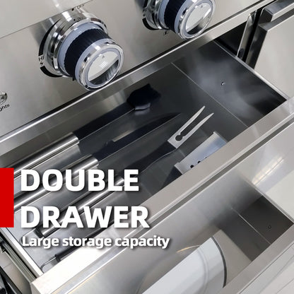 Stainless Steel Gas Grill with Rotisserie Kit - Outdoor Kitchen Island
