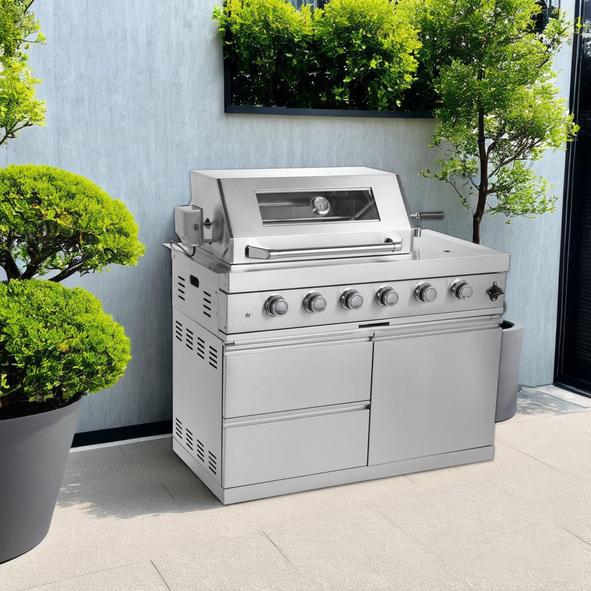 Stainless Steel Gas Grill with Rotisserie Kit - Outdoor Kitchen Island