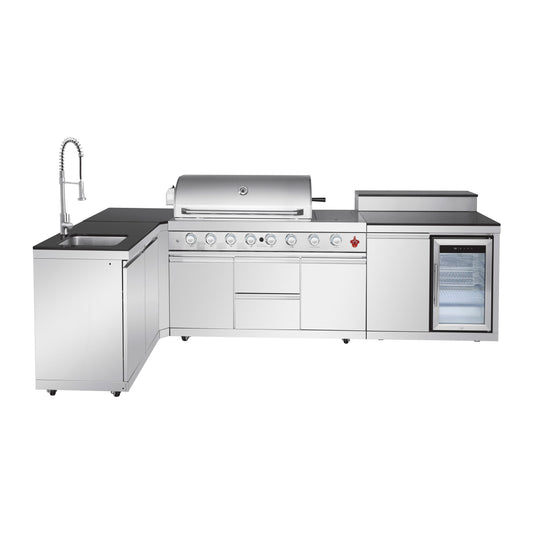 Outdoor Kitchen Island with 6+1 Burner Propane BBQ Grill – Stainless Steel