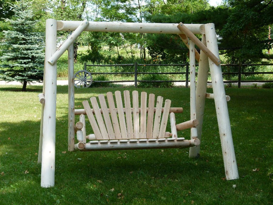 Wooden Porch Swing with Canopy