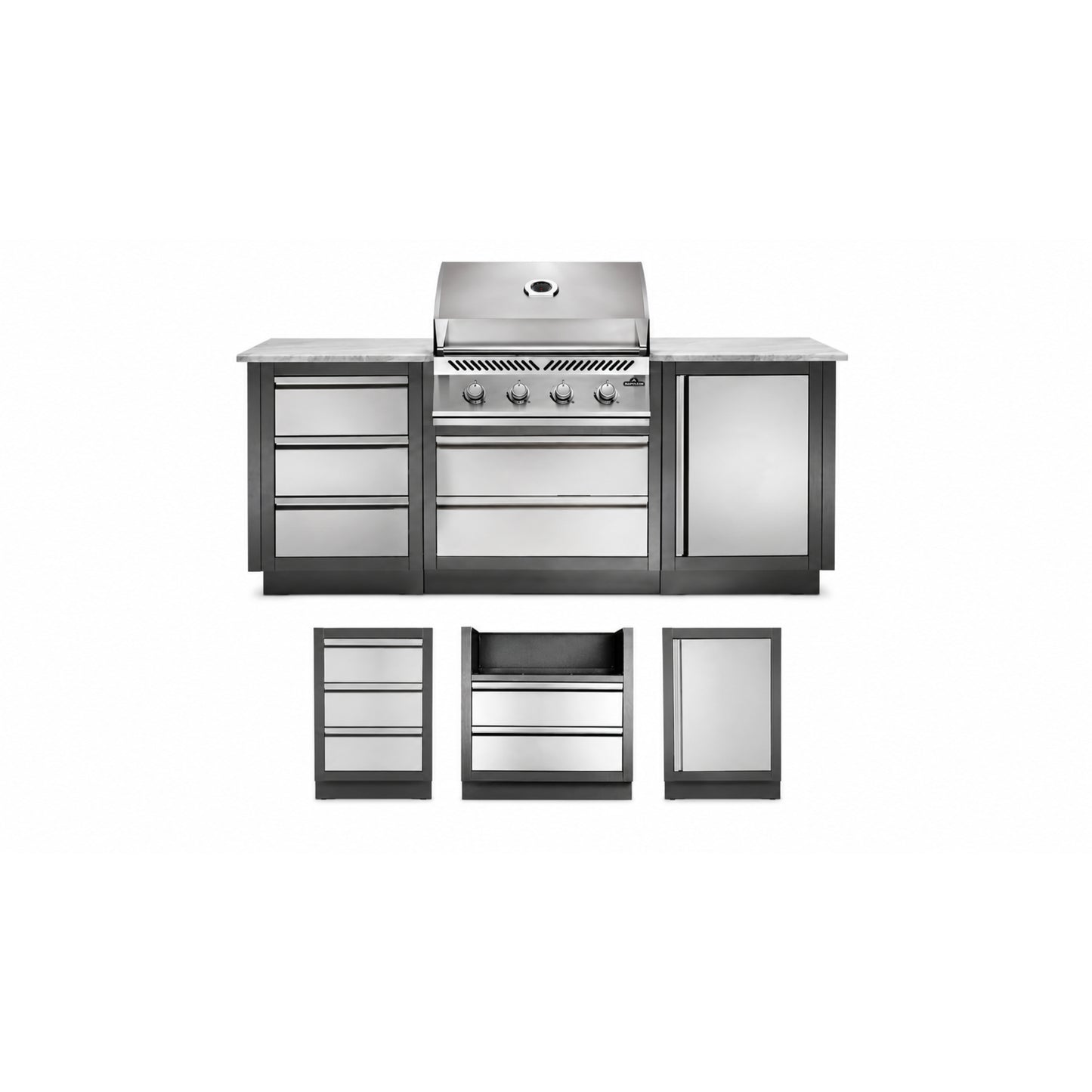 Patio Outdoor Kitchen Gas Grill - Patio Elegance OASIS™ 100 with Built-in 500 Series 32" Grill