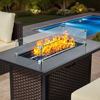 6-Piece Outdoor Patio Furniture Set with Propane Fire Pit Table