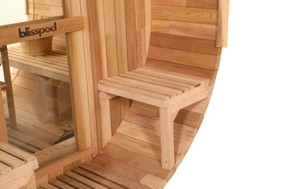 Blisspod - Prague Canadian Red Cedar Outdoor Steam Barell Sauna | 2-4 / 4-6 persons with Full Glass Back & 2 front Porch seats