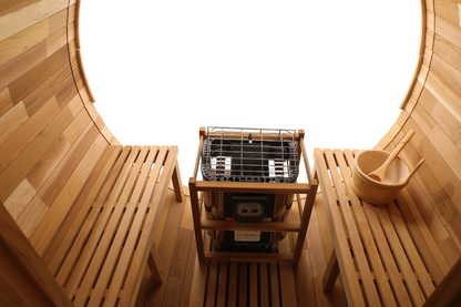 Blisspod - Prague Canadian Red Cedar Outdoor Steam Barrell Sauna | Full Glass Back