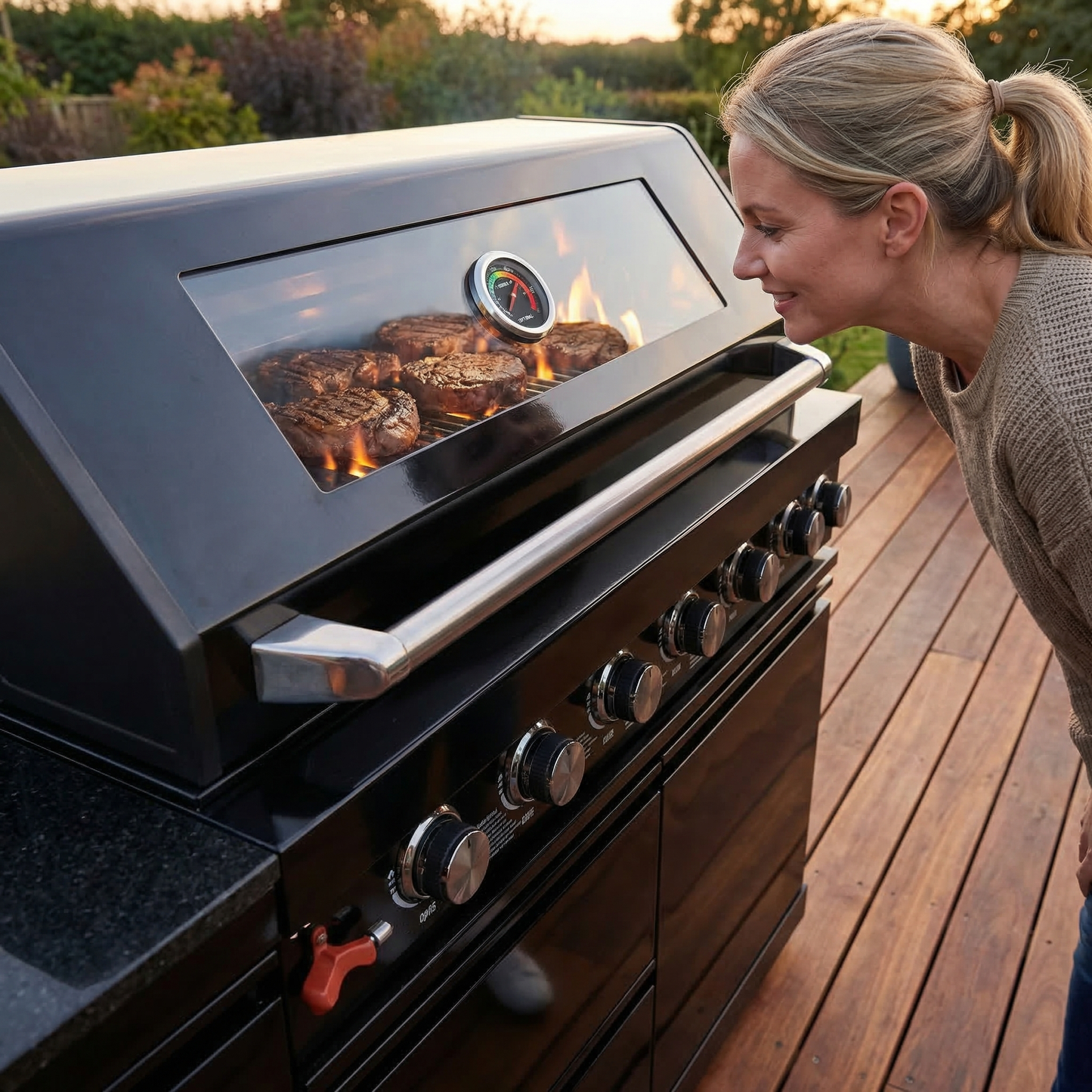 6-Burner Deluxe Stainless Steel Propane Gas Outdoor Kitchen Grill