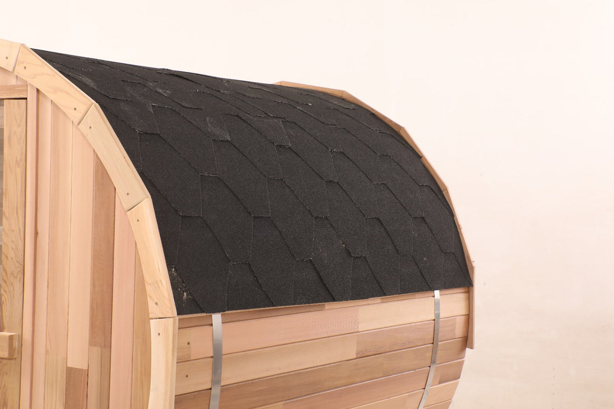 Blisspod - Prague Canadian Red Cedar Outdoor Steam Barrell Sauna | Full Glass Back