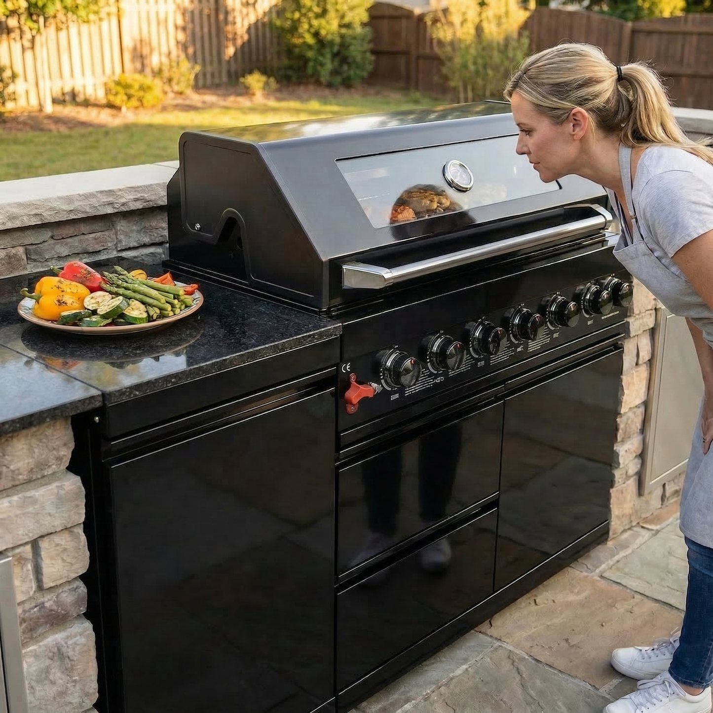 6-Burner Deluxe Stainless Steel Propane Gas Outdoor Kitchen Grill